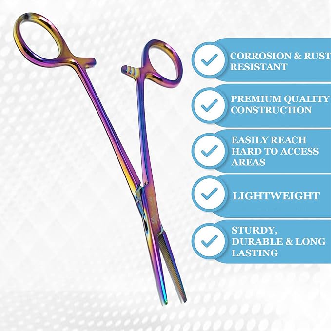 Dog Pet Ear/Nose Hair Puller Grooming Hemostat Locking Forceps Pliers, 5.5" (14cm), Straight (Multi Color) A2Z+SCILAB