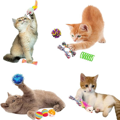 46 PCS Cat Toys for Indoor Cats, Kitten Toys with Cat Spring Toy, Mint Catnip Toys for Cats with Crinkle Cat Toy Mouse Cat Ball Toy for Indoor Cats Kittens Exercise - PAWPICO