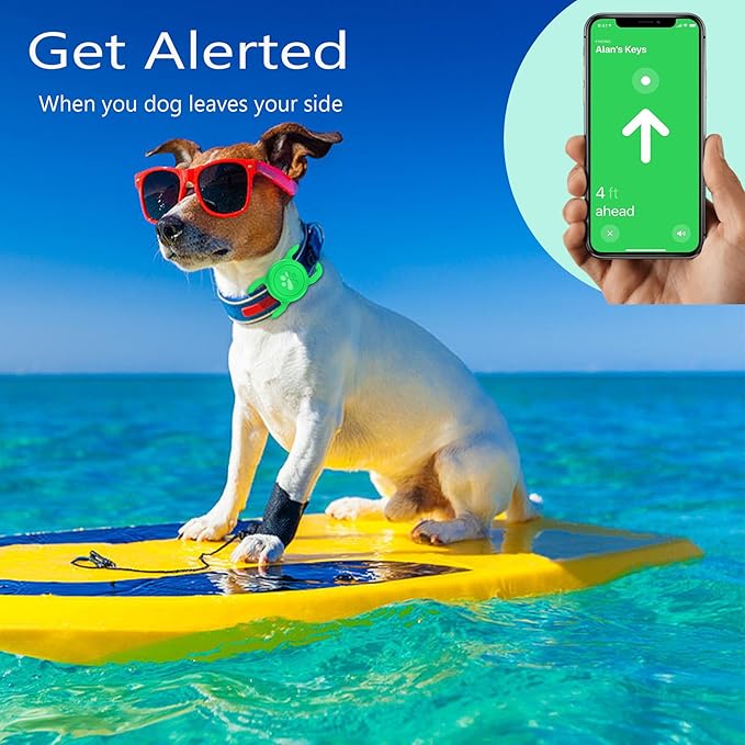 SANKALA Airtag Dog Collar Holder, [1 Pack] Waterproof Dog Airtag Holder, Silicone Full Body Covered Anti-Lost Protective Apple Air Tag Holder for Pet Collar - Fits All Width Collars, Green SANKALA