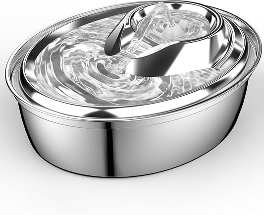 ORSDA Cat Water Fountain Stainless Steel, 2L/67oz Pet Fountain for Cats Inside, Automatic Dog Drinking Dispenser Cat Feeding & Watering Supplies with 2 Filter - PAWPICO