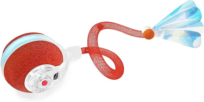 Interactive Cat Toys for Indoor Cats,The 3rd Generation Agile Moving Cat Ball with Elastic Mesh Tail,Automatic Cat/Kitten Toys for Bored Indoor Adult Cats,Motion Activated (Red) - PAWPICO