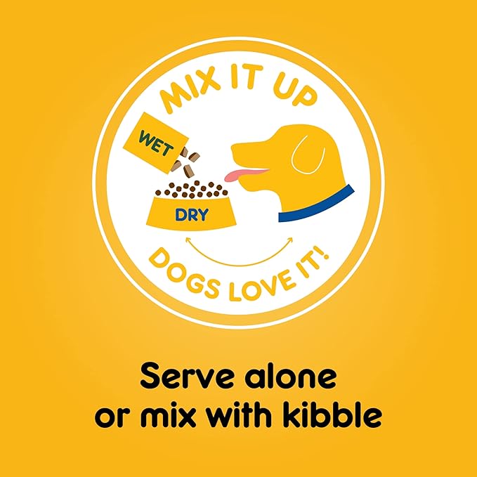 PEDIGREE CHOPPED GROUND DINNER Adult Canned Soft Wet Dog Food, T-Bone Steak Flavor, 13.2 oz. Cans (Pack of 12) - PAWPICO