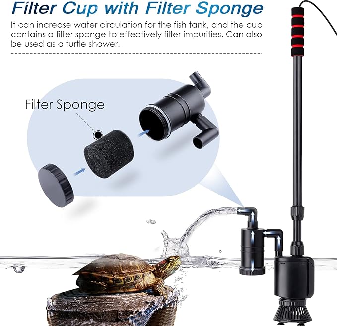 AQQA Electric Aquarium Gravel Cleaner, 6 in 1 Automatic Fish Tank Cleaning Tools Gravel Vacuum for Aquarium, Suitable for Change Water Wash Sand Water Filter and Water Circulation (320GPH, 20W) AQQA