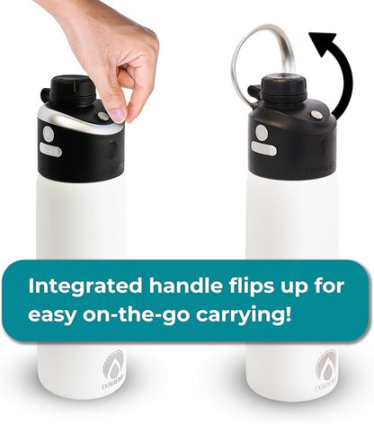 ExtremeMIST - GoMist Misting & Drinking Bottle - Personal Mister - Cooling Water Bottle with Easy-Drink Spout - Stainless-Steel Double Wall Insulation - Portable Mist Bottle - Polar White, 25 oz/750ml ExtremeMist