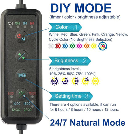 Aquarium LED Light 30"-38" Fish Tank Light with Timer, 24/7 Cycle, 5 Dimmable Brightness, Sunrise/Sunset Simulation Planted Light for 10/20/30/55 Gallon Freshwater Fish Tank OYOWATER