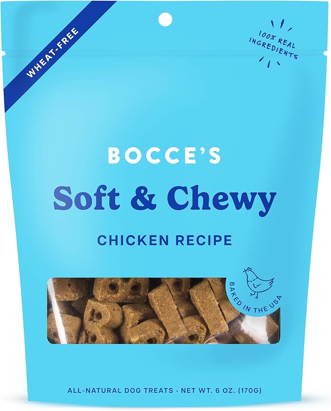 Bocce's Bakery Oven Baked Chicken Recipe Treats for Dogs, Wheat-Free Everyday Dog Treats, Made with Real Ingredients, Baked in The USA, All-Natural Soft & Chewy Cookies, Chicken, 6 oz - PAWPICO