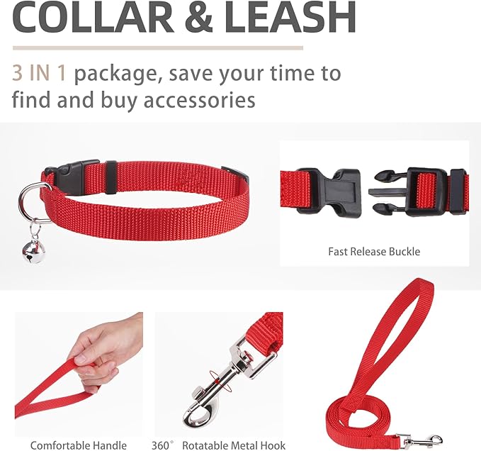 PUPTECK Adjustable Dog Harness Collar and Leash Set Step in No Pull Pet Harness for Small Medium Dogs Puppy and Cats Outdoor Walking Running, Soft Mesh Padded Reflective Vest Harnesses PUPTECK