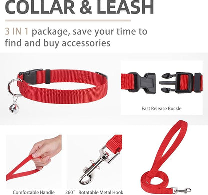 PUPTECK Adjustable Dog Harness Collar and Leash Set Step in No Pull Pet Harness for Small Medium Dogs Puppy and Cats Outdoor Walking Running, Soft Mesh Padded Reflective Vest Harnesses PUPTECK