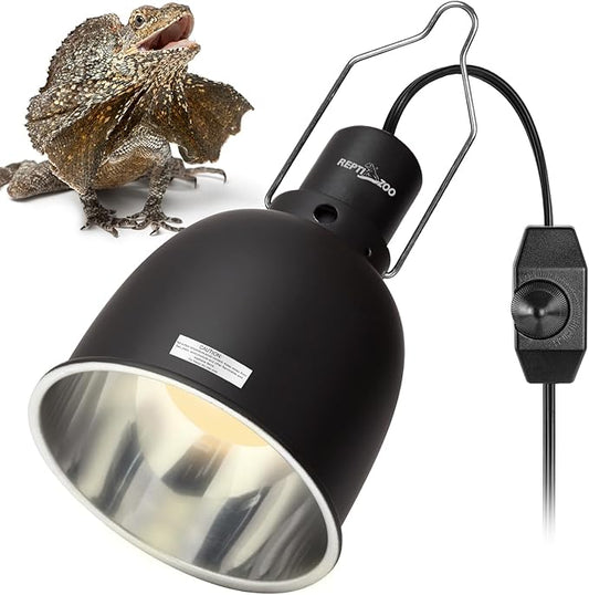 REPTI ZOO Reptile Light Fixture with Dimmable Switch,5.5 inch Deep Dome Lamp Fixture for Reptile Tank Terrarium,Optical Reflection Cover for UVB UVA Bulb Basking Heat Bulb REPTIZOO