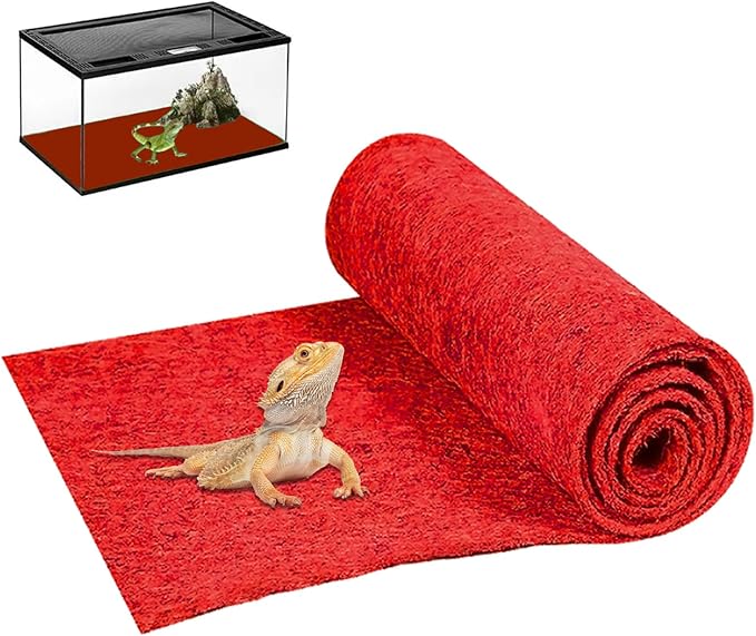 47" x 24" Large Reptile Carpet Terrarium Liner Bedding Reptile Substrate Mat Supplies for Bearded Dragon Snake Lizard Tortoise Leopard Gecko (Red) Mechpia