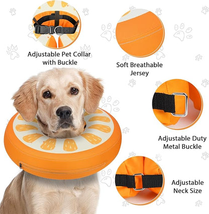 Dog Cone Collar for Small Medium Large Dogs for After Surgery, Pet Inflatable Neck Donut Collar Soft Protective Recovery Cone for Dogs and Cats - Alternative E Collar Does not Block Vision Orange,XS MIDOG