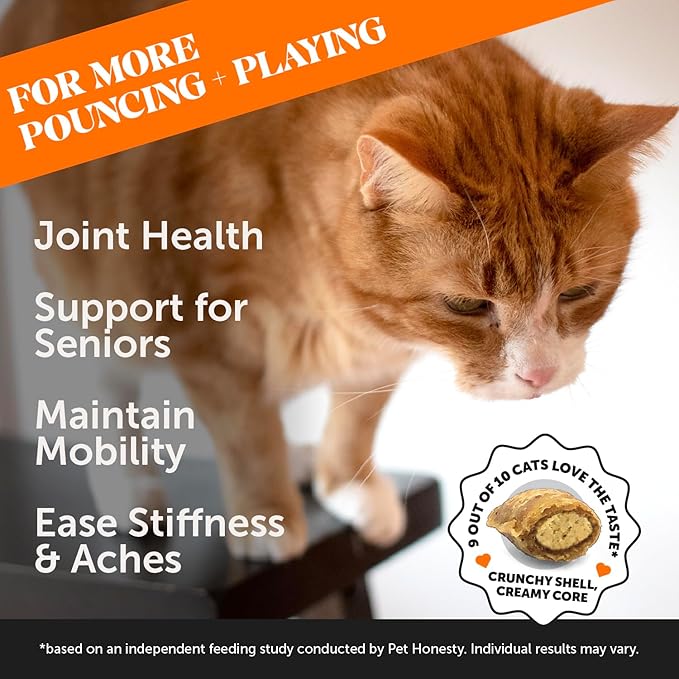 Pet Honesty Cat Hip & Joint Health Chews - Glucosamine for Cats, Cat Joint Support Supplement, Cat Health Supplies & Hip Support, Cat Vitamins for Indoor Cats & Outdoor Cats - Chicken (30-Day Supply) PetHonesty