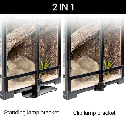 REPTI ZOO Reptile Dual Lamp Stand Adjustable Light Holder Lamp Hanging Bracket Metal Support for Reptile Glass Terrarium Heating Light Amphibians Cage REPTIZOO