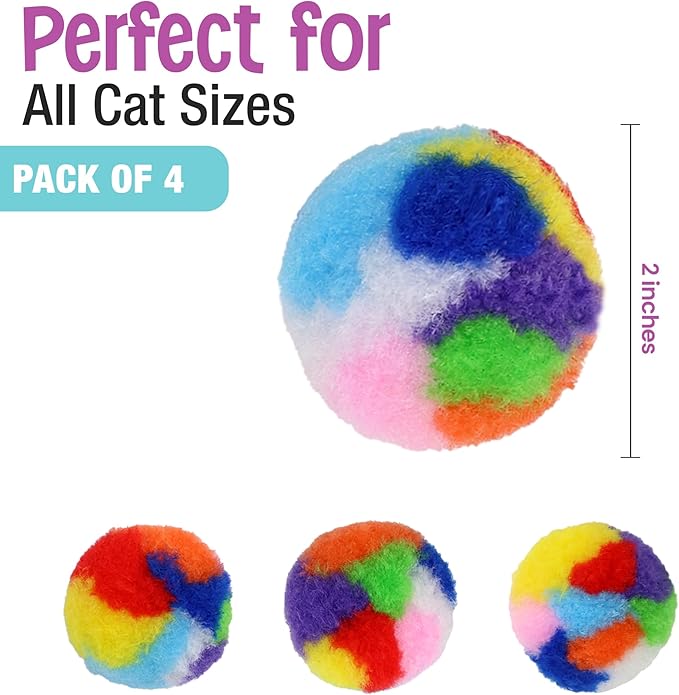 Ethical SPOT Kitty Yarn Puffs Colorful Woolen Yarn Cat Toy Contains Catnip 1.5" Pack of 4 Pet - PAWPICO
