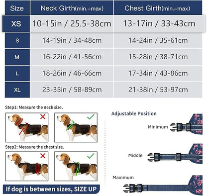Timos Dog Harness, No Pull Dog Harness 3 Snap Buckles Adjustable Reflective No Choke Pet Vest for Small Dog with Soft Padded Control Training Handle for Outdoor Training,Flower Blue, XS Timos