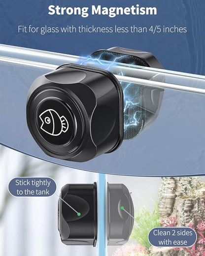 Pawfly Aquarium Magnetic Brush for Glass Fish Tanks 1.8 Inch Stain Scrubber Pads Floating Cleaning Tool for 4/5 Inch Thick Fresh & Marine Aquariums up to 30 Gallons (Not for Acrylic & Plastic Tanks) Pawfly