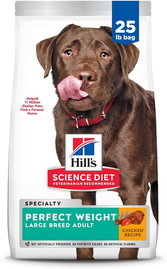 Hill's Science Diet Perfect Weight, Adult 1-5, Large Breed Weight Management Support, Dry Dog Food, Chicken Recipe, 25 lb Bag - PAWPICO