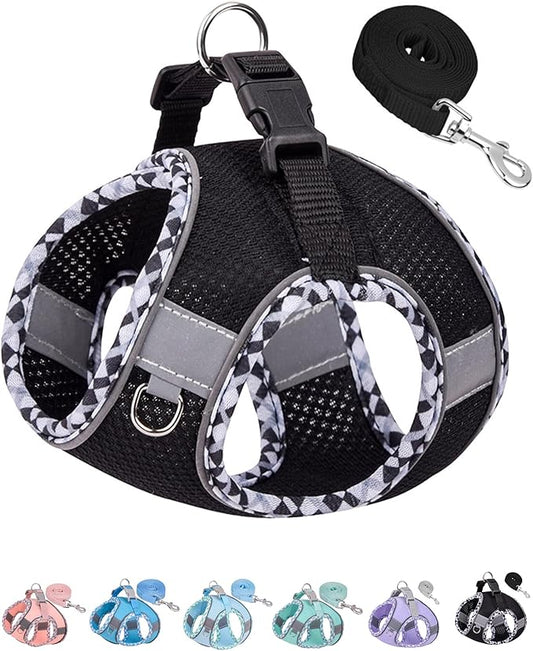 Petank Dog Harness for Small Medium Dogs No Pull, Puppy Harness and Leash Set, Easy Walk Dog Harness for Walking, Running, Training, Small Dog Harness, Medium Dog Harness (Black, XXS) Petank