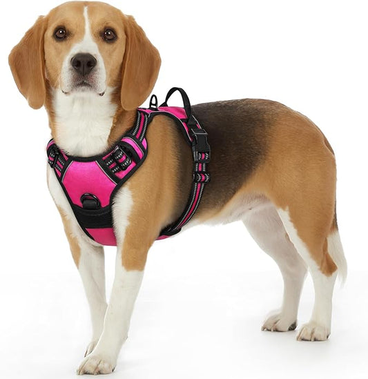 Eagloo Dog Harness Small Sized Dog, No Pull Service Vest with Reflective Strips and Control Handle, Adjustable and Comfortable for Easy Walking, No Choke Pet Harness with 2 Metal Rings, Rose Red, S GoExplorewithEagloo