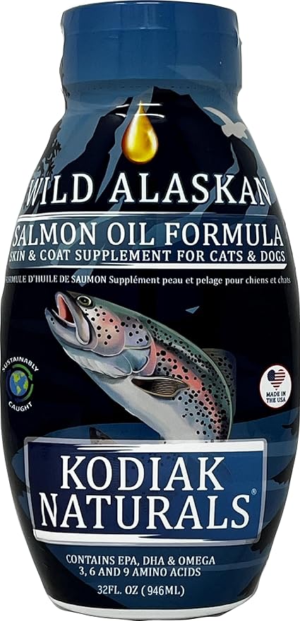 32 oz Wild Alaskan Salmon Oil Formula - Balanced Blend of Pure Fish Oils, with EPA and DHA from Wild-Caught Fish, Support for Skin & Coat, Immune & Heart Health, and Joints KODIAKNATURALSSALMONOIL