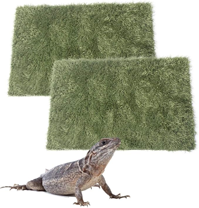 kathson 2pcs Reptile Carpet Terrarium Liner Tortoise Bedding Reptile Substrate Liner Mat Pet Cage Mats Supplies for Lizard Snake Bearded Dragon Gecko Chameleon Turtle Iguana (11.81 X 7.87 in) kathson