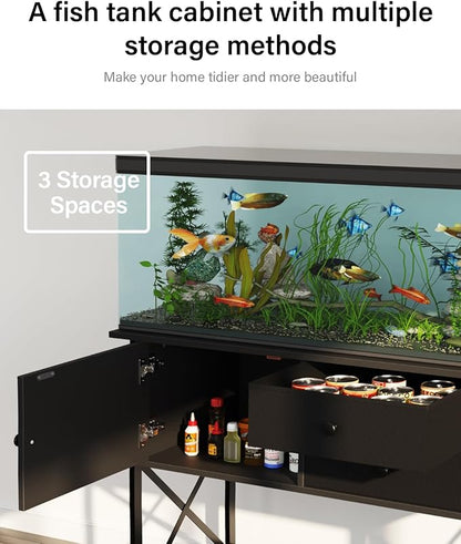 Fish Tank Stand 40 Gallon: Sturdy Aquarium Stand with Accessories Storage - Metal Tank Stands Table for 40-50 Gallon Reptile Breeder Turtle Terrarium - 36.6"x18.8" Weight Capacity 660 lbs FILKO