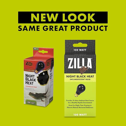 Zilla Incandescent Bulb, Night Black, Ideal for Nocturnal Reptile Species Zilla