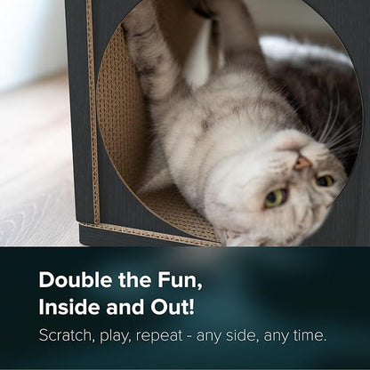 Cat Scratcher Tunnel, cardboard cat house, scratching post for Indoor cats, 360 degree comfort, durable design, odor-free, easy assembly, perfect for playful kittens and adult cats, blackwood - PAWPICO