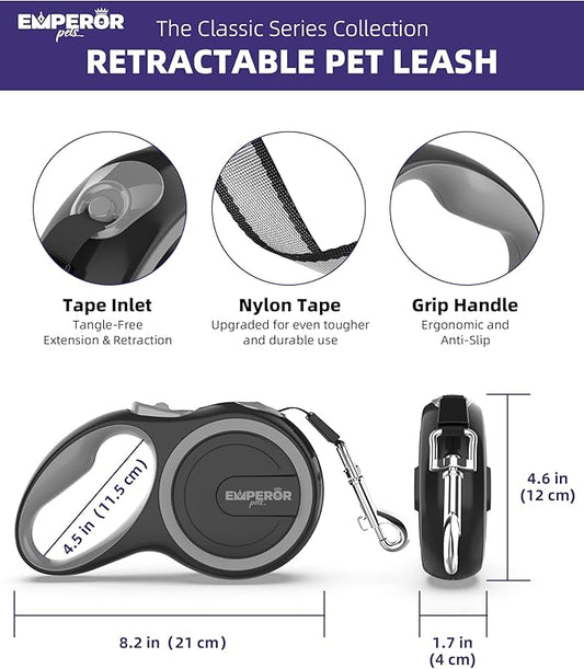 Emperor Pets 16 Feet Retractable Dog Leash Large Dogs - Up to 110lb, Large Dog Leash Heavy Duty Dog Leash Retractable 26 ft, Dog Leashes for Large Breed Dogs, Dog Leashes for Medium Dogs -GY16 EmperorPets