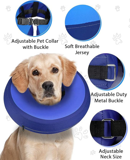 Dog Cone Collar for Small Medium Large Dogs for After Surgery, Pet Inflatable Neck Donut Collar Soft Protective Recovery Cone for Dogs and Cats-Alternative E Collar Does Not Block Vision-DarkBlue,XL MIDOG
