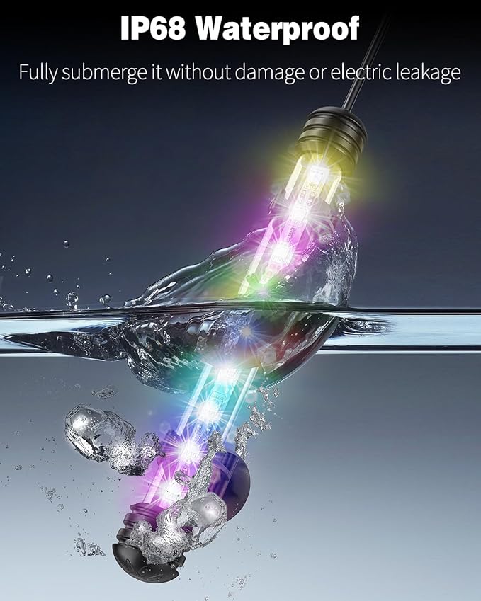 Pawfly 1.8 W Aquarium LED Light 7.5 Inch Underwater Fish Tank Light with Timer Auto On/Off Fish Tank Background Light with 8 Lighting Modes Submersible Multi-Colored Tube Light for Decoration Pawfly