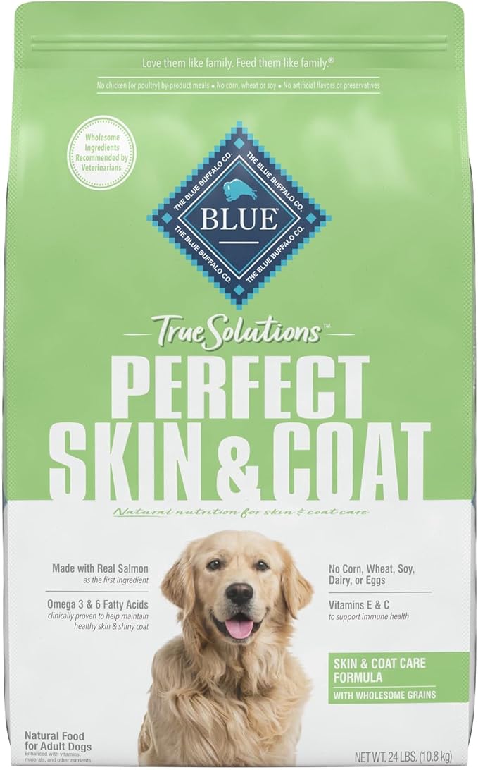 Blue Buffalo True Solutions Perfect Skin & Coat Natural Dry Food for Adult Dogs, Salmon, 24-lb. Bag - PAWPICO