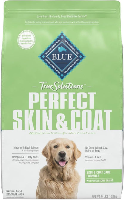 Blue Buffalo True Solutions Perfect Skin & Coat Natural Dry Food for Adult Dogs, Salmon, 24-lb. Bag - PAWPICO