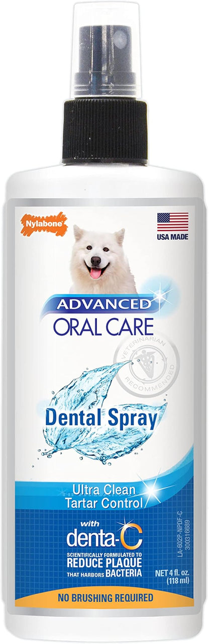 Nylabone Advanced Oral Care Dog Dental Spray - Liquid Tartar Remover - Dog Breath Freshener & Teeth-Cleaning Spray (4 oz.) Nylabone