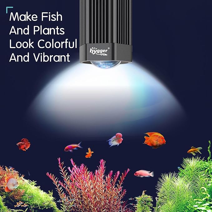 hygger 100W Aquarium Light Full Spectrum RGB COB LED Clip On Fish Tank Grow Light with Mounting Bracket Compatible with Timer Smart Plug for Low-to High Light Demanding Aquatic Plants hygger