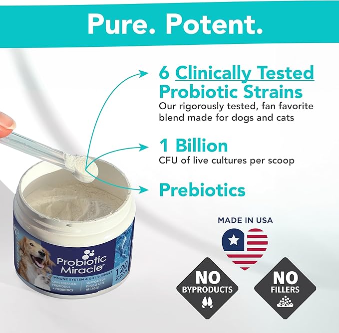 Probiotics for Cats & Dogs : Probiotic Miracle : Bowel & Gut Support : Digestive Health : Stop Diarrhea, Loose Stool NUSENTIA