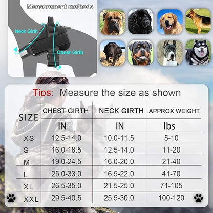Bolux Dog Harness, No-Pull Reflective Dog Vest, Breathable Adjustable Pet Harness with Handle for Outdoor Walking - No More Pulling, Tugging or Choking (Black, XXL) Bolux