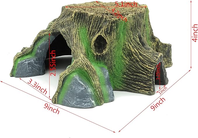 JIHAQUA Resin Large Turtle Tank Accessories Reptile Hideouts Cave Habitat Decor for Gecko Leopard Lizards Toad JIHAQUA