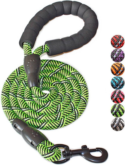 BAAPET 2/4/5/6 FT Dog Leash with Comfortable Padded Handle and Highly Reflective Threads for Small Medium and Large Dogs (5FT-1/2'', Black Green) BAAPET