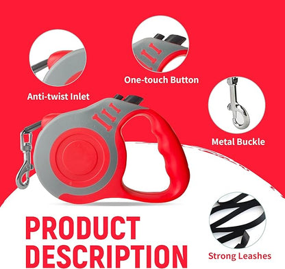 Retractable Dog Leash Automatic Telescopic Tractor Dog Tape, Pet Tape 10/16 FT Durable and Convenient, with Non-Slip Handle, Suitable for Small and Medium-Sized Dogs LIEVUIKEN