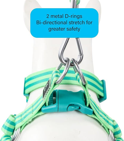 Striped Dog Harness Collar and Leash Set, Polyester Webbing Dog Collar Easy Walking and Training Dog Harness and Leash 3-in-1 Suit Adjustable Dog Harness Collar Leash Set for Dogs(Green, S) Tiffpaws