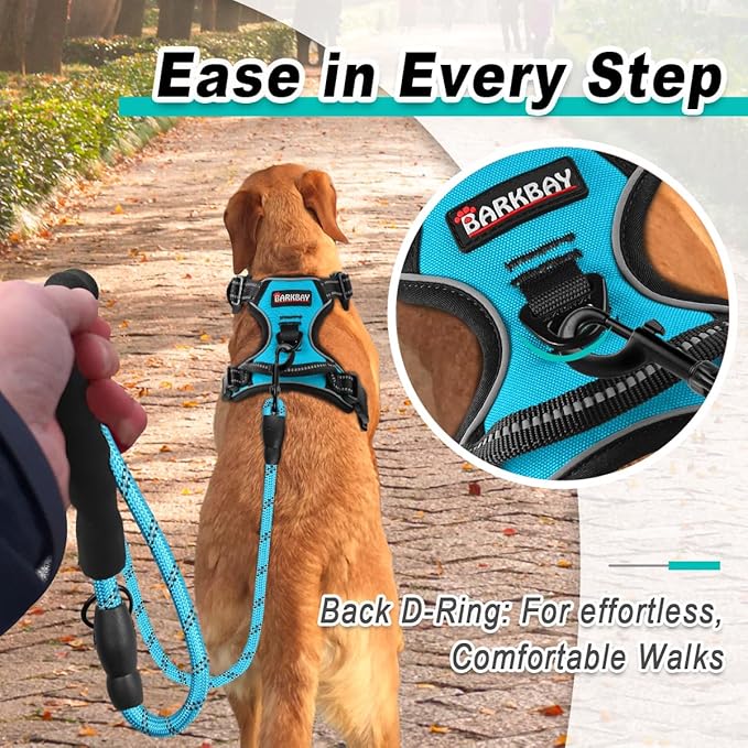 BARKBAY Dog Harness No Pull for Large Dogs - Adjustable, Reflective, Comfortable, No Choke, Heavy-Duty - Perfect for Outdoor Training, Walking, and Hiking - Strong & Durable - L & Blue BARKBAY