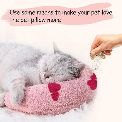 ucho Pillow for Cats, Ultra Soft Fluffy Pet Calming Toy Half Donut Cuddler, U-Shaped Pillow for Pet Cervical Protection Sleeping Improve (Pink Heart) ucho