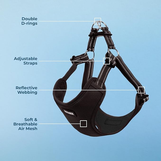 Best Pet Supplies Voyager Adjustable Dog Vest Harness Breathable No Pull Harness for Small, Medium, Large Dogs, Heavy Duty Harness for Walking, Jogging, Easy Step-in, Reflective Stripes - (Black), M BestPetSuppliesLLC