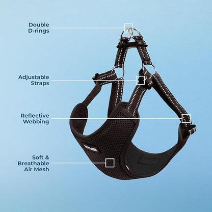 Best Pet Supplies Voyager Adjustable Dog Vest Harness Breathable No Pull Harness for Small, Medium, Large Dogs, Heavy Duty Harness for Walking, Jogging, Easy Step-in, Reflective Stripes - (Black), M BestPetSuppliesLLC