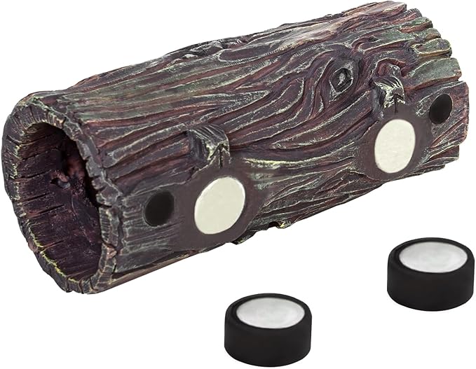 REPTIZOO Magnetic Reptile Hide Cave Resin Hollow Tree Trunk Hideout, Gecko Hide with Strong Magnetic Reptile Climbing Toy Reptile Tank Accessories for Crested Gecko,Lizard, Terrarium Decor REPTIZOO