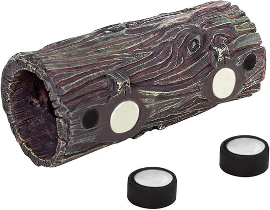 REPTIZOO Magnetic Reptile Hide Cave Resin Hollow Tree Trunk Hideout, Gecko Hide with Strong Magnetic Reptile Climbing Toy Reptile Tank Accessories for Crested Gecko,Lizard, Terrarium Decor REPTIZOO