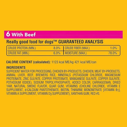 PEDIGREE CHOPPED GROUND DINNER Adult Canned Soft Wet Dog Food Variety Pack, with Chicken and with Beef, 13.2 oz. Cans (Pack of 12) - PAWPICO