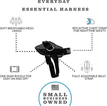 ShawnCo Essential Dog Harness, No-Pull Pet Vest with 3 Leash Clips, No Choke, Reflective, Adjustable and Padded, for Easy Walking and Training for Small, Medium and Large Dogs (Black Camo, L) SHAWNCO