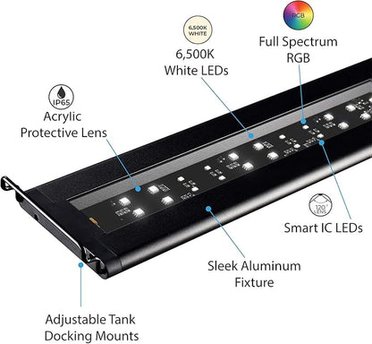 Current USA 72" Inch Satellite Freshwater LED Plus Full Spectrum RGB+W Light for Aquariums | Wireless 24 Hour Remote Control Fish Tank Lighting (4509) Current+USA